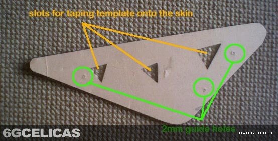 Template creation showing guide holes and bracing pattern